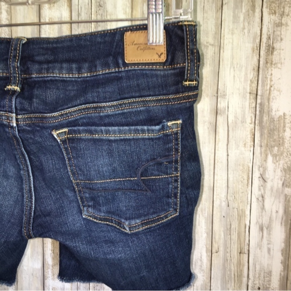 American Eagle Dark Wash Denim Cutoff Shorts - Picture 2 of 6